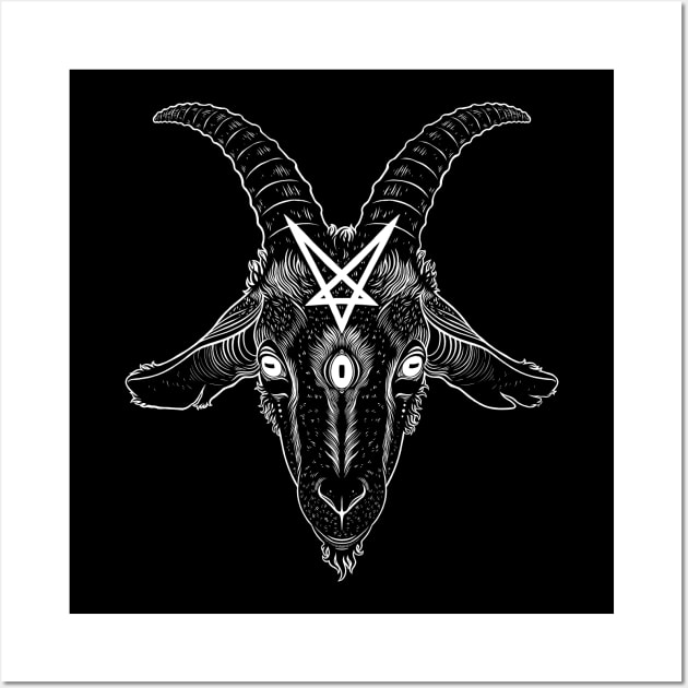 Satanic goat head with pentagram Wall Art by OccultOmaStore